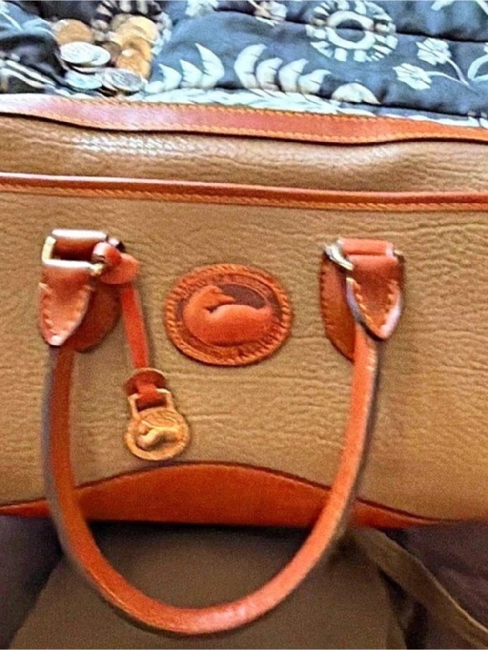 Dooney & Bourke Leather Satchel in Brown & Green